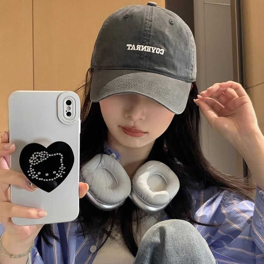 Washed Cap Baseball Lettering Embroidered