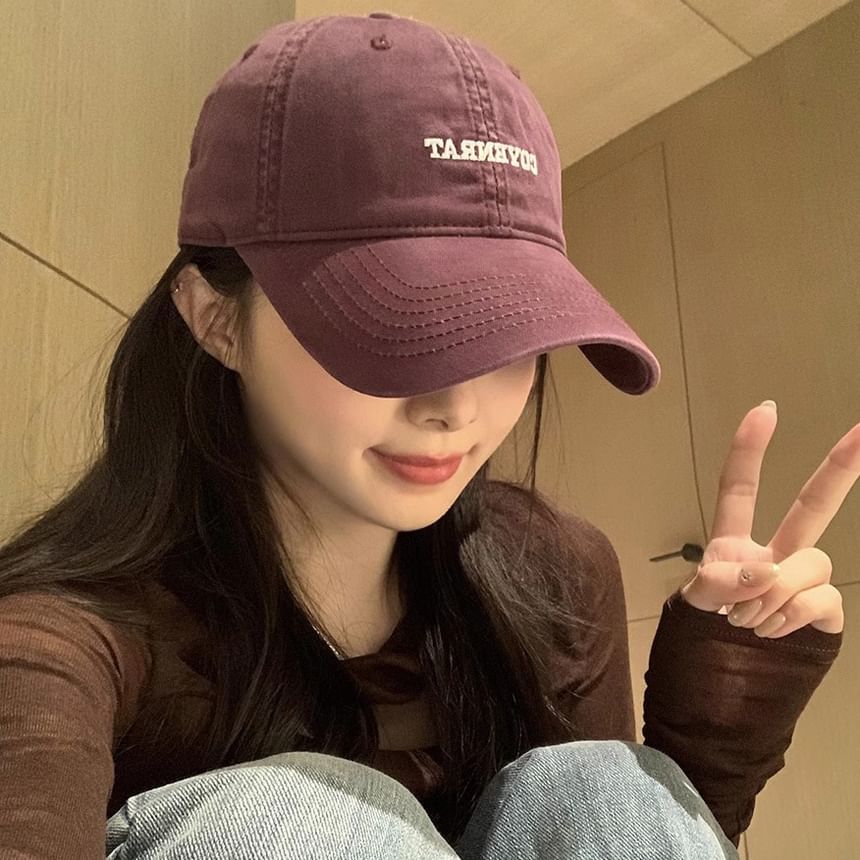 Washed Cap Baseball Lettering Embroidered