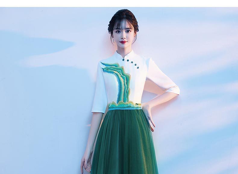 Short-Sleeve Gown Evening Collar A-Line Tone Two Stand