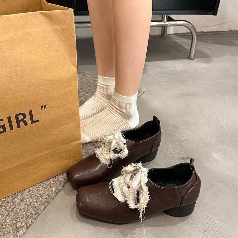 Plain Lace-Ups Block Heel