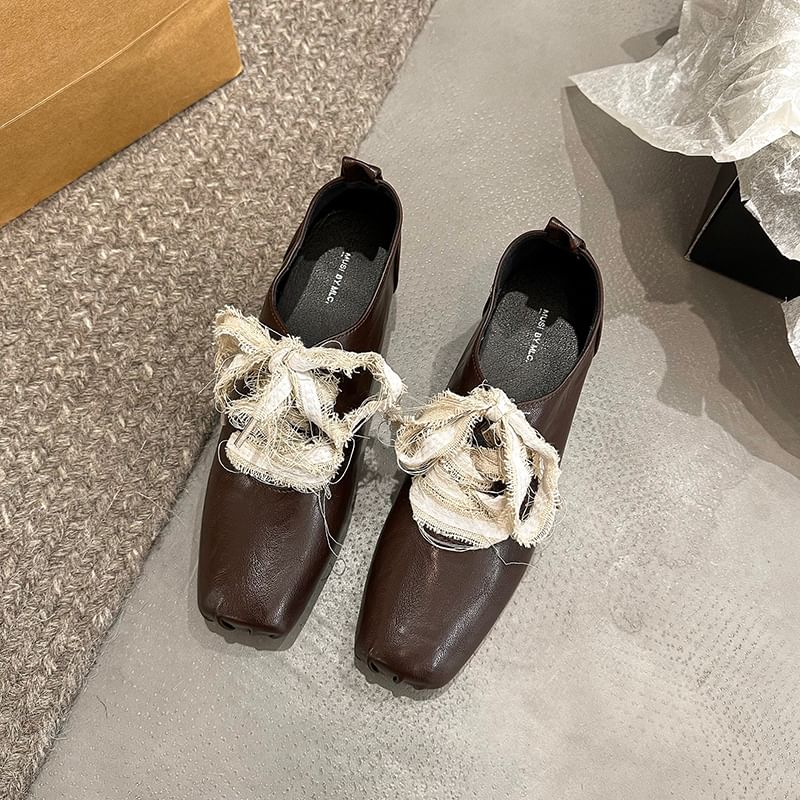 Plain Lace-Ups Block Heel