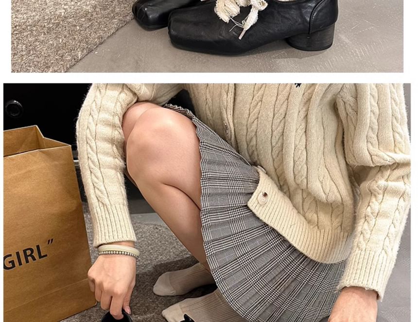 Plain Lace-Ups Block Heel