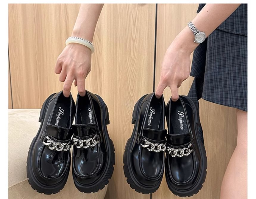 Loafers Chain Accent Plain Platform