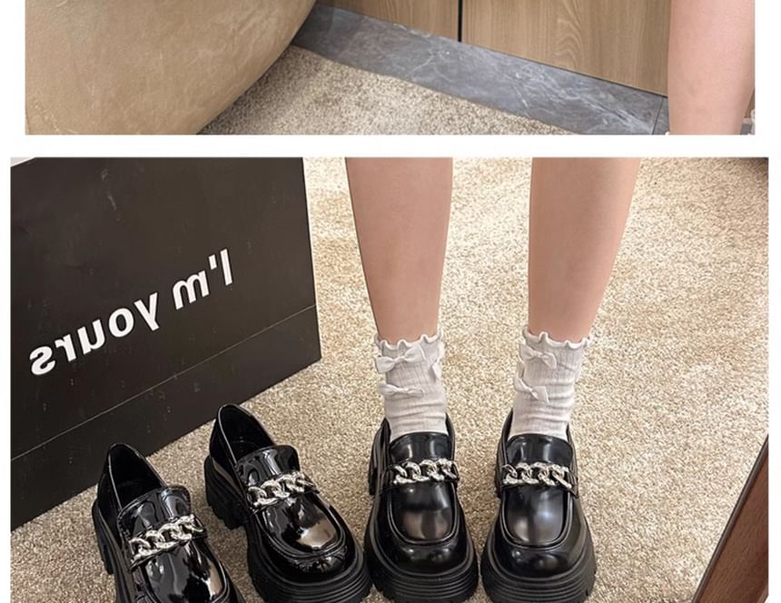Loafers Chain Accent Plain Platform