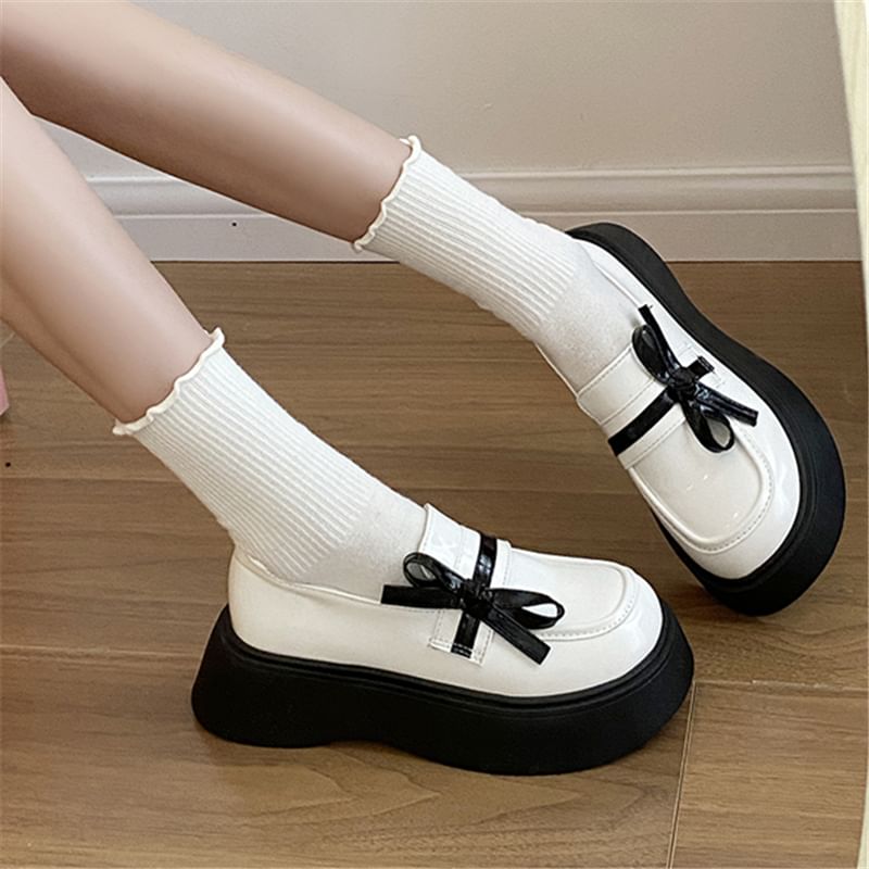Platform Bow Detail Loafers