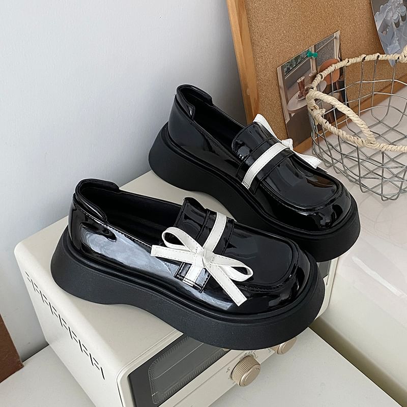Platform Bow Detail Loafers
