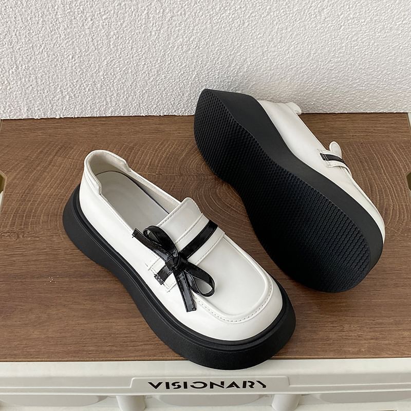 Platform Bow Detail Loafers