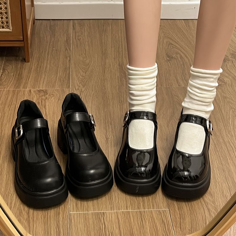 Jane Shoes Plain Platform Mary