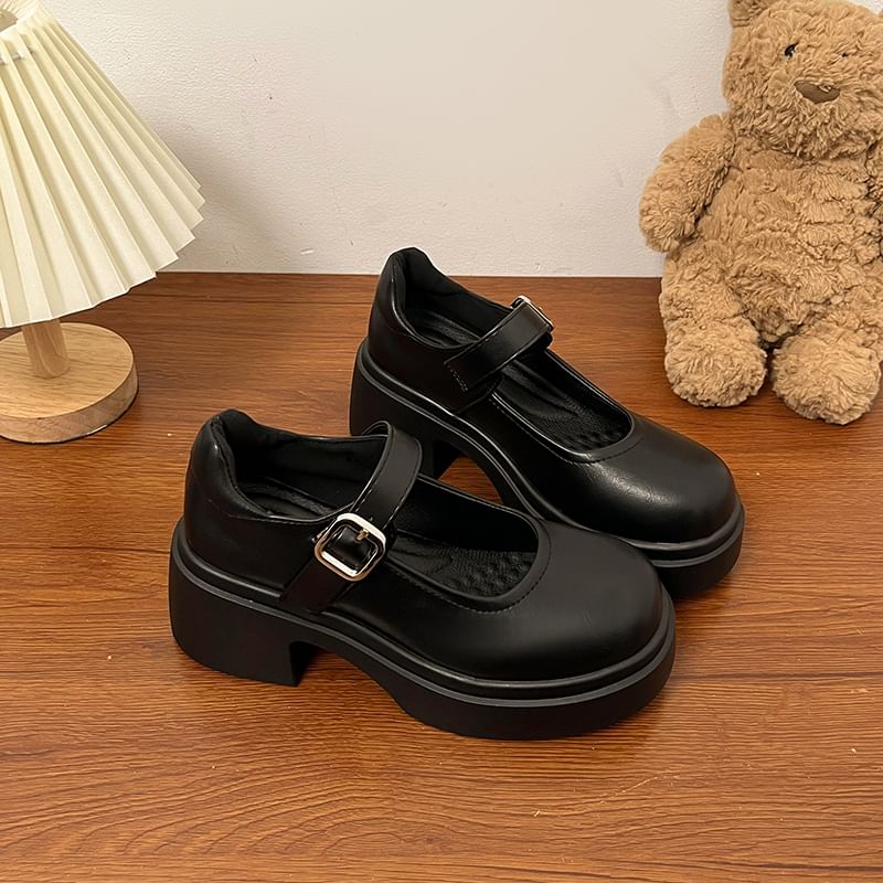 Jane Shoes Plain Platform Mary