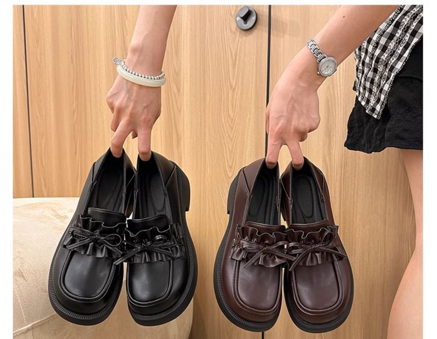 Loafers Ruffle Trim Platform Plain