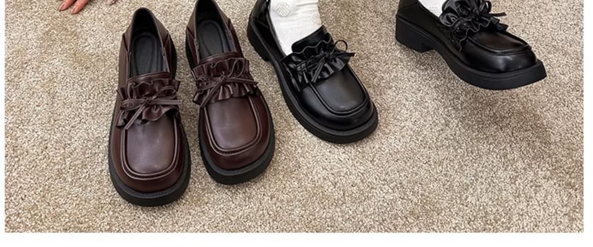 Loafers Ruffle Trim Platform Plain