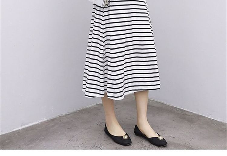 Tank Midi Neck Striped Dress A-Line Crew