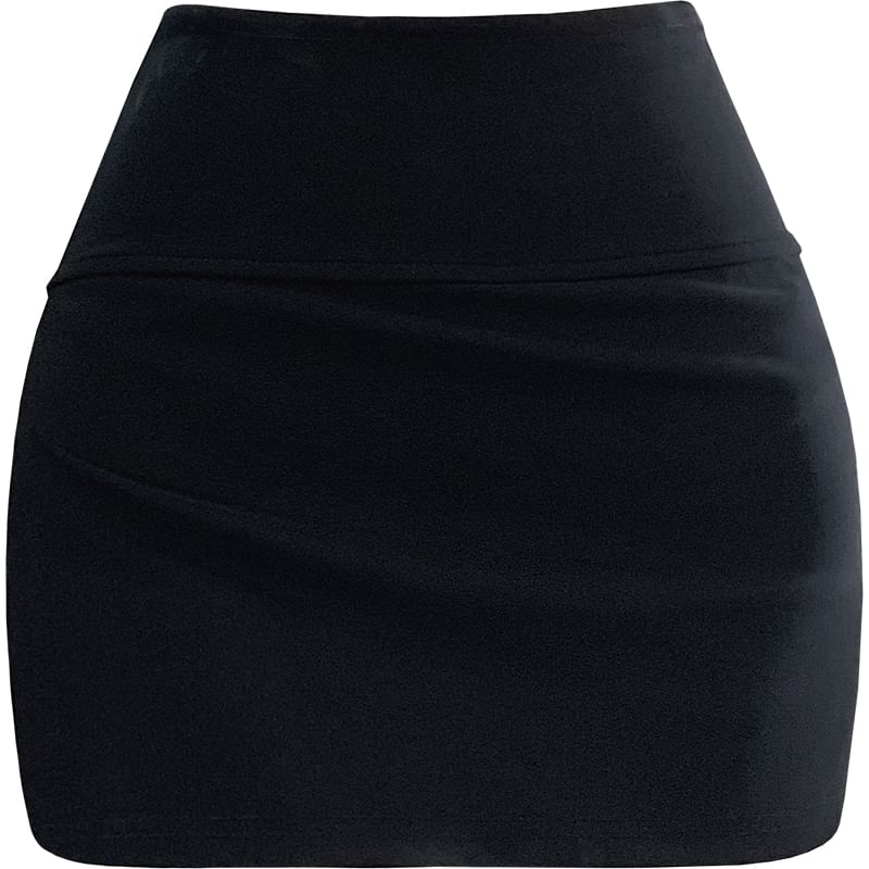 Skort Plain Slit High Waist Mini
