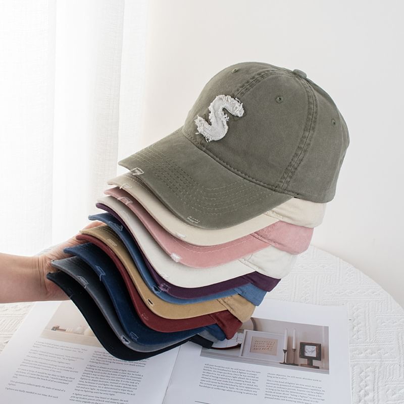 Distressed Applique Cap Baseball Lettering