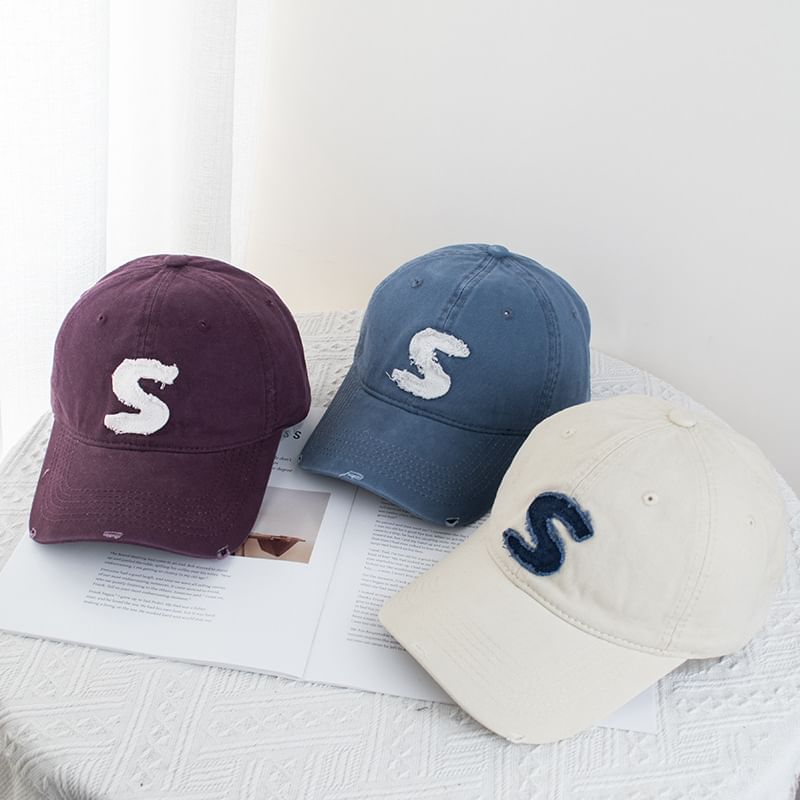 Distressed Applique Cap Baseball Lettering