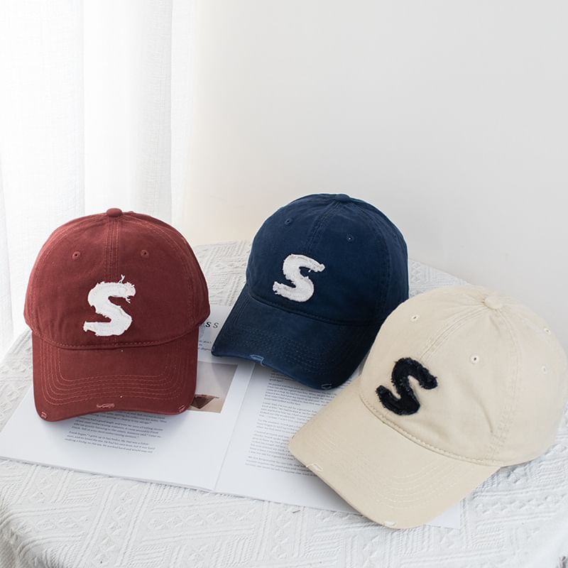 Distressed Applique Cap Baseball Lettering