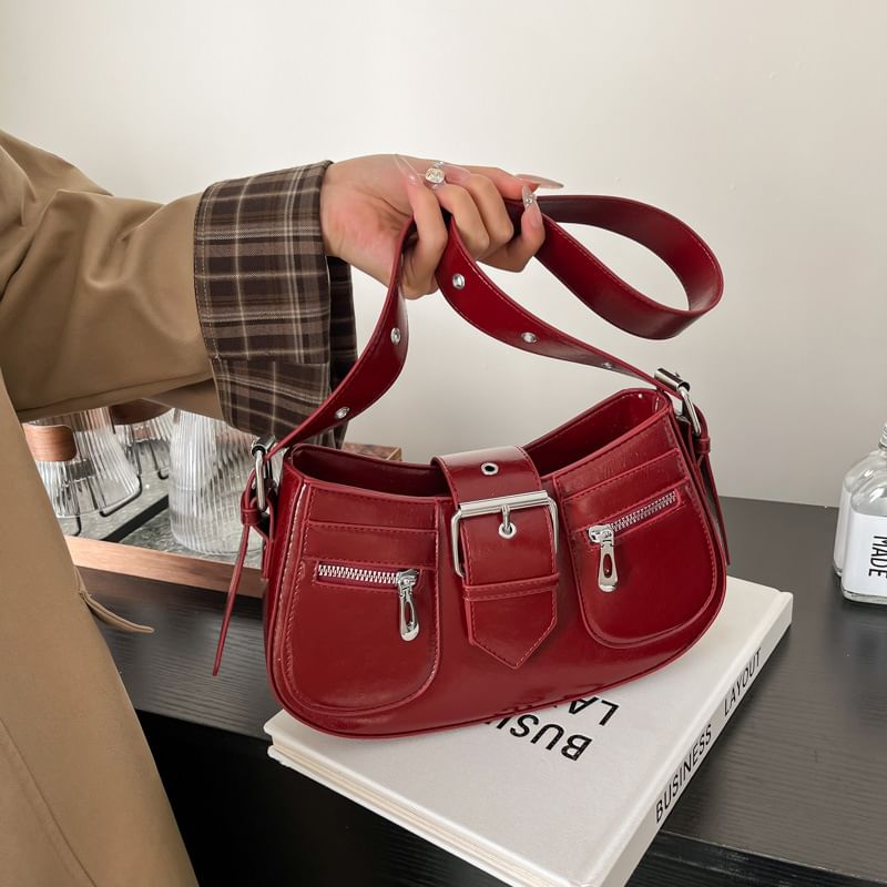 Shoulder Faux Bag Leather Buckled