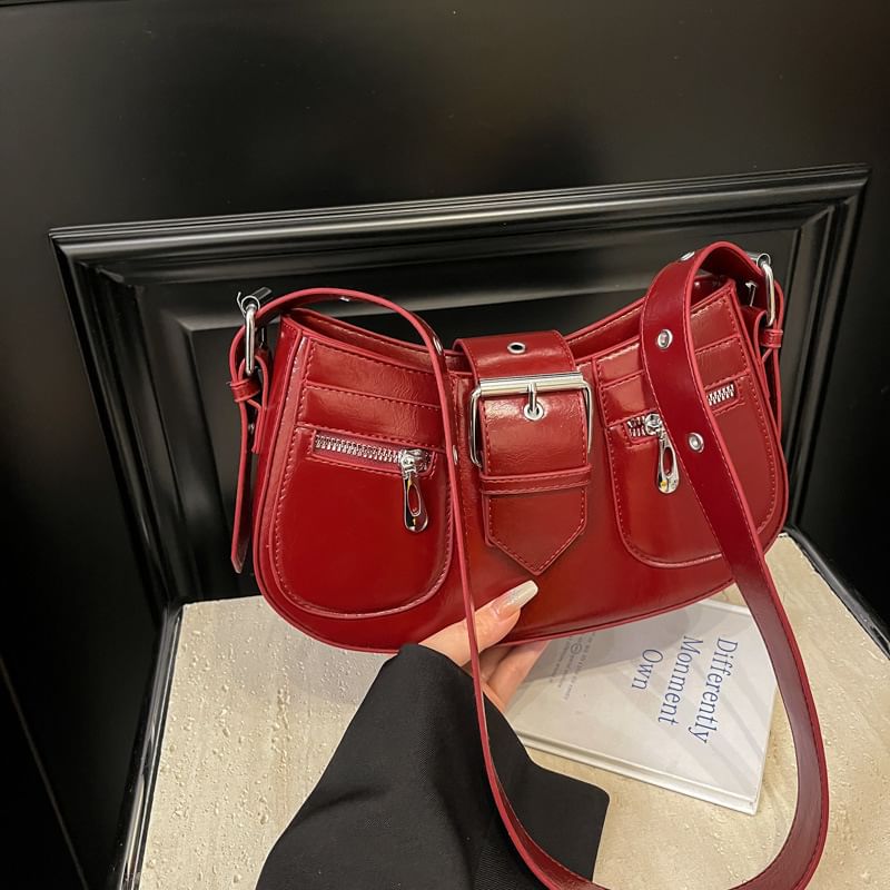 Shoulder Faux Bag Leather Buckled