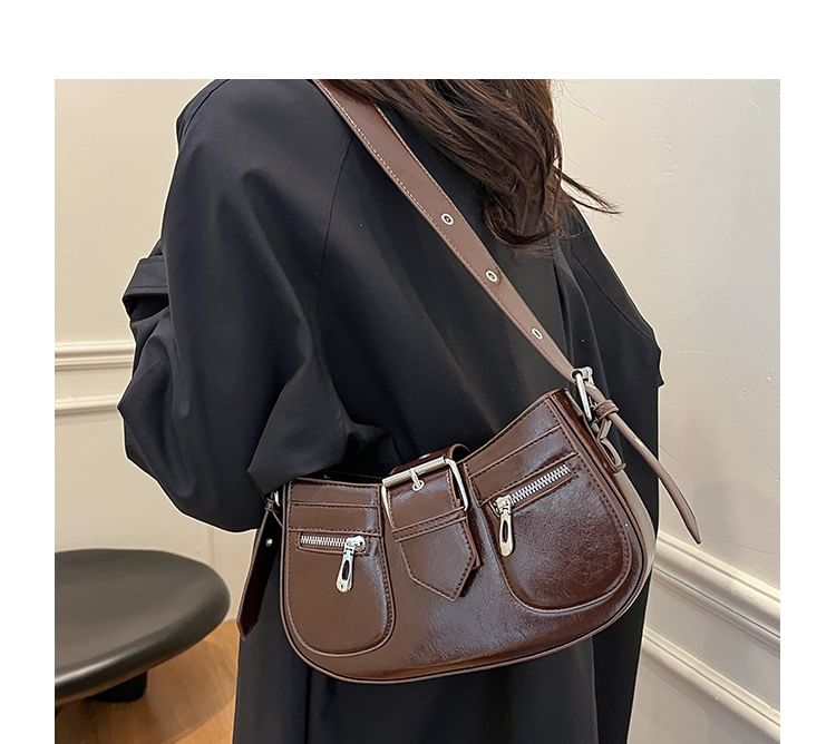 Shoulder Faux Bag Leather Buckled
