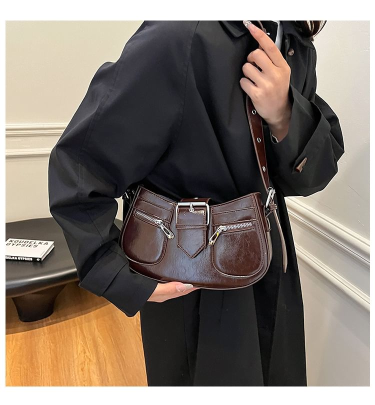 Shoulder Faux Bag Leather Buckled