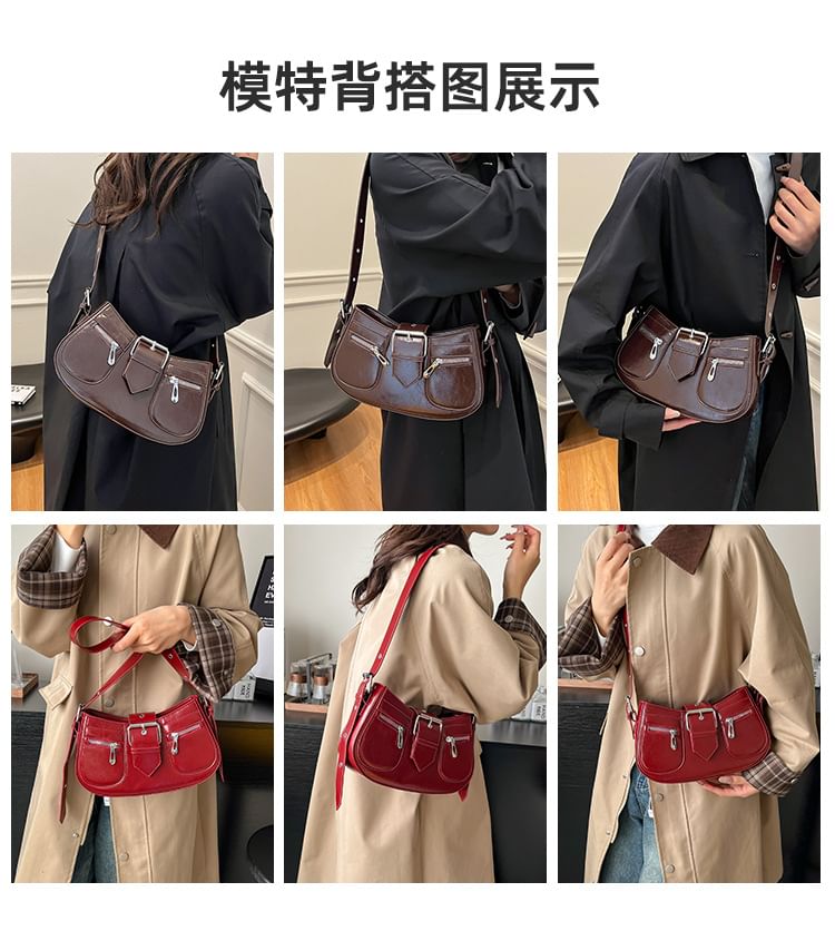 Shoulder Faux Bag Leather Buckled