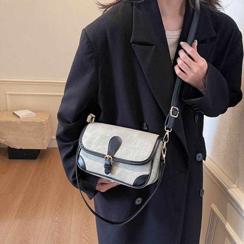 Piping Bag Leather Contrast Crossbody Faux