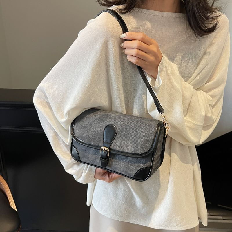 Piping Bag Leather Contrast Crossbody Faux