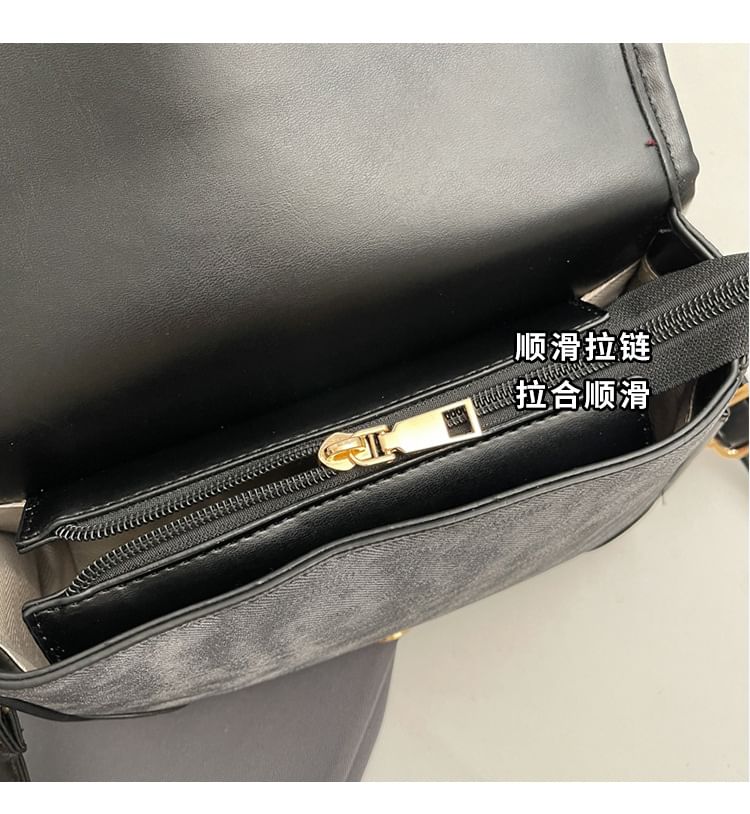 Piping Bag Leather Contrast Crossbody Faux