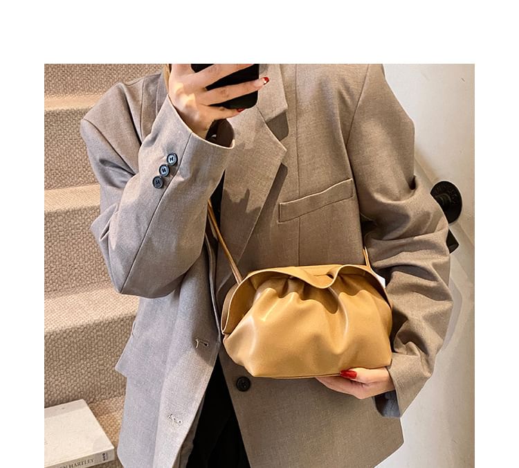 Leather Bag Faux Ruched Crossbody