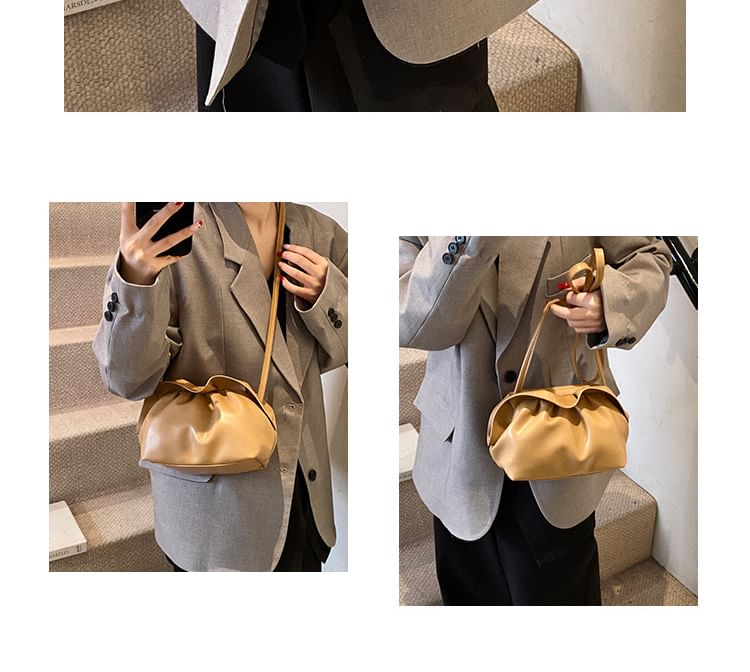 Leather Bag Faux Ruched Crossbody