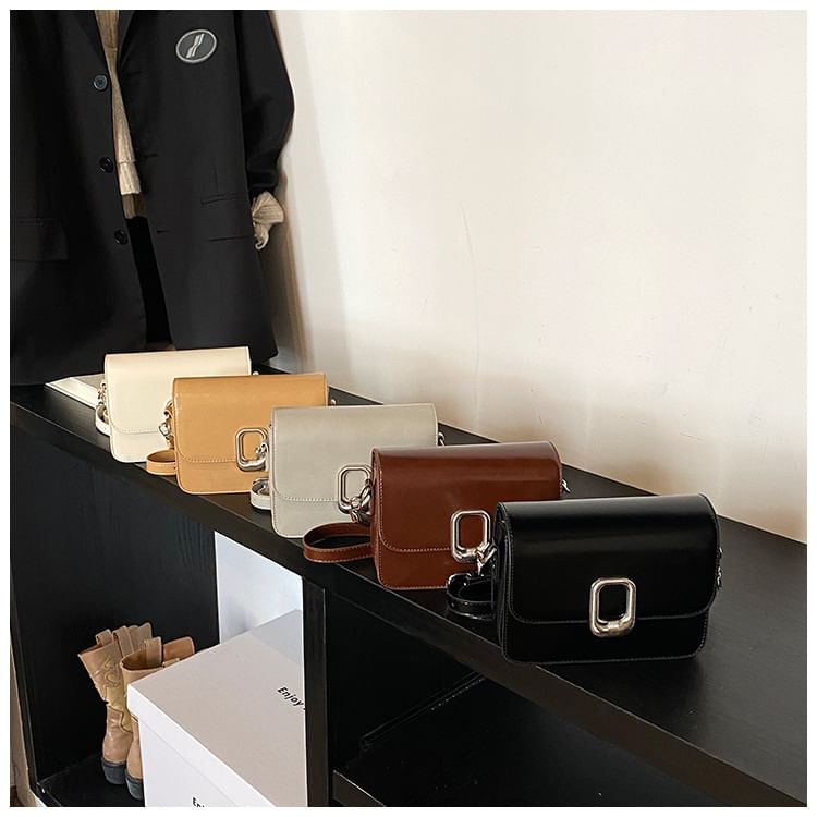 Faux Leather Crossbody Flap Bag