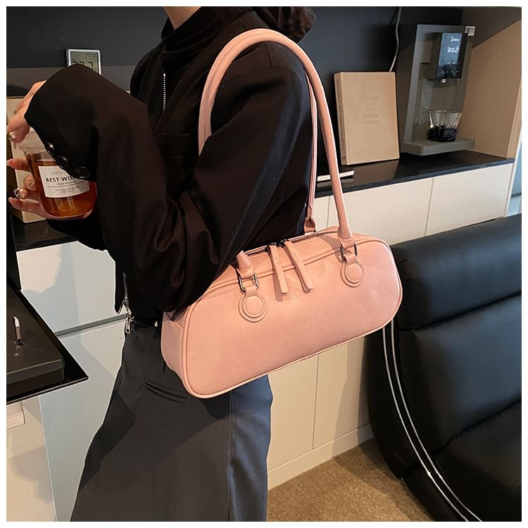Shoulder Leather Plain Bag Faux