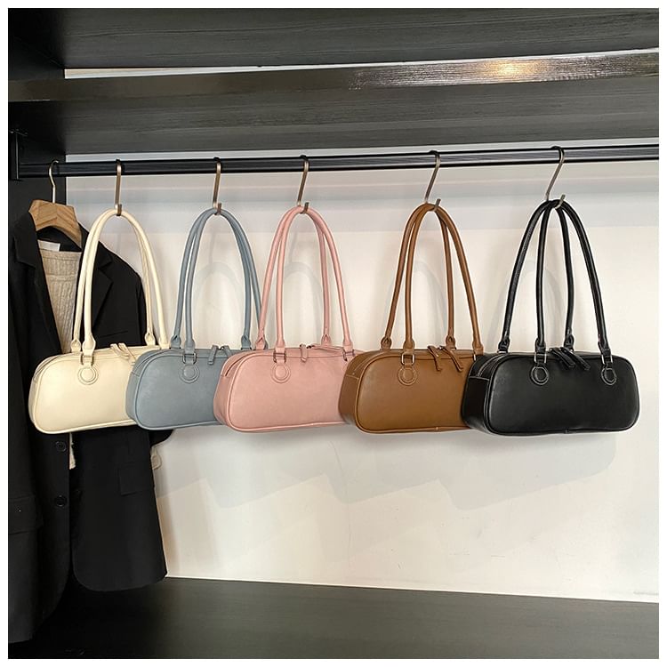 Shoulder Leather Plain Bag Faux