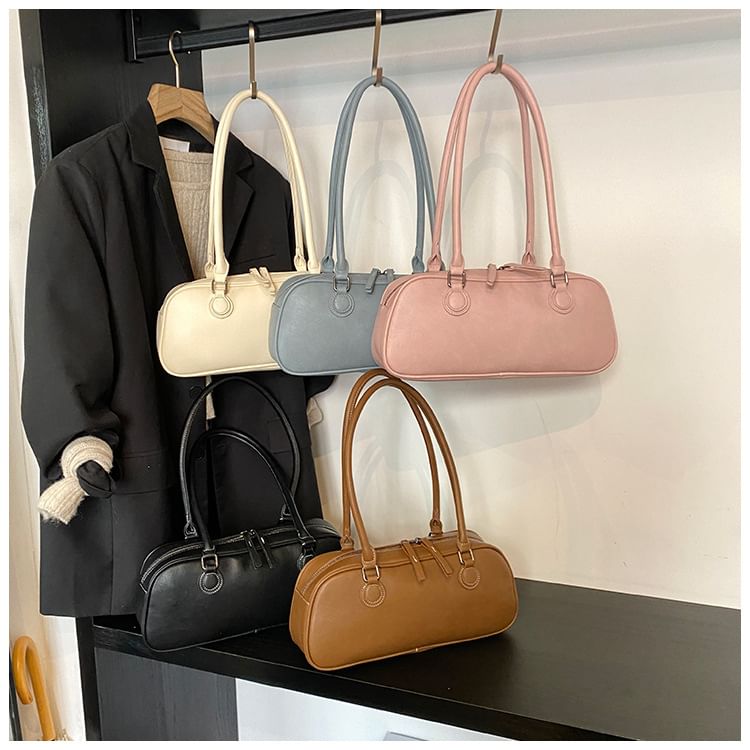 Shoulder Leather Plain Bag Faux