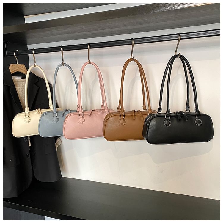 Shoulder Leather Plain Bag Faux