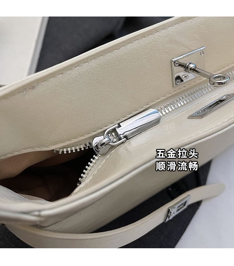 Leather Shoulder Bag Shiny Faux