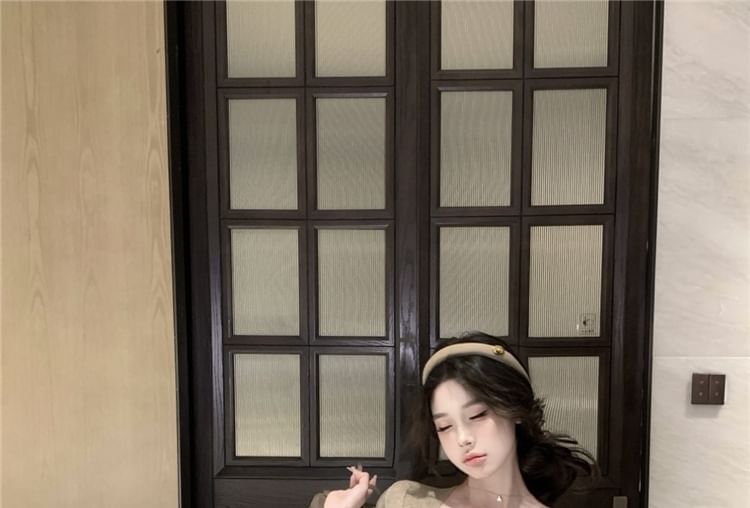 Elbow-Sleeve Plain / Dress Camisole Sheath Mini Top