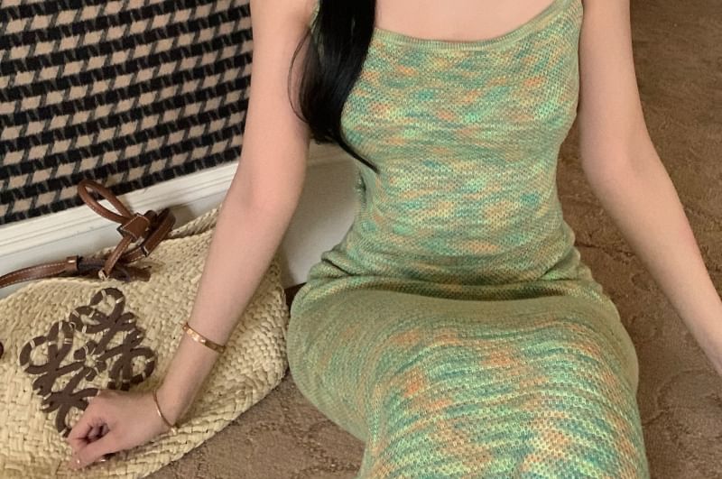 Pencil Melange Knit Maxi Rise / Top Camisole High Skirt