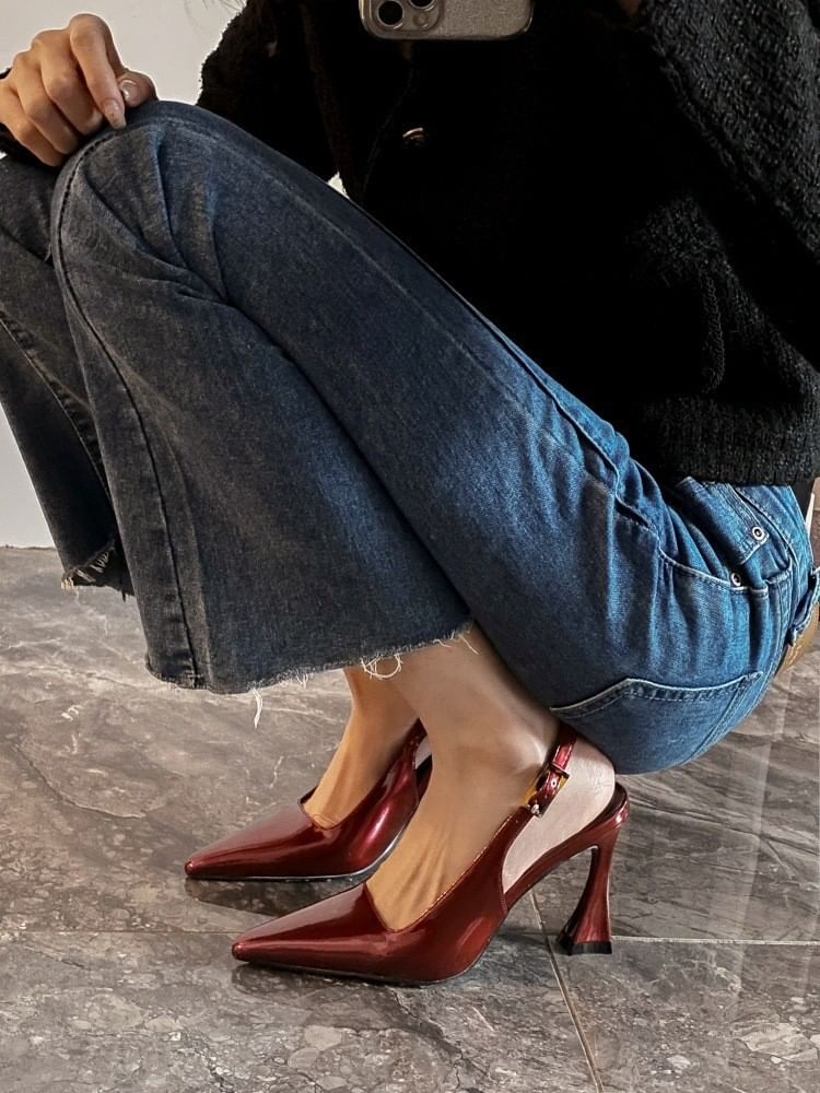 Buckled Slingback Pumps High Heel