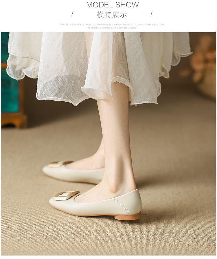 Flats Buckled Square-Toe