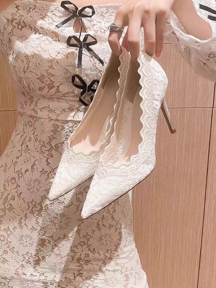 Lace Stiletto Heel Pumps