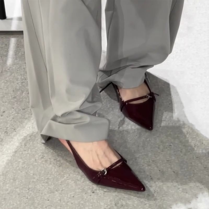 Stiletto Pumps Low Buckle Heel