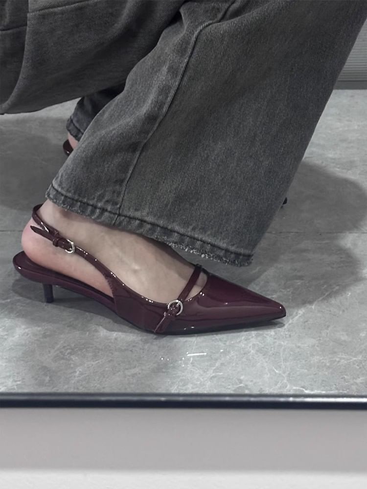 Stiletto Pumps Low Buckle Heel