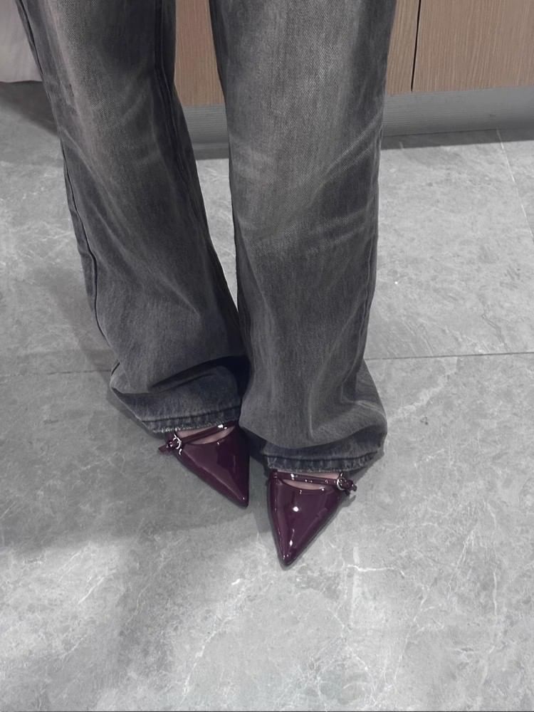 Stiletto Pumps Low Buckle Heel