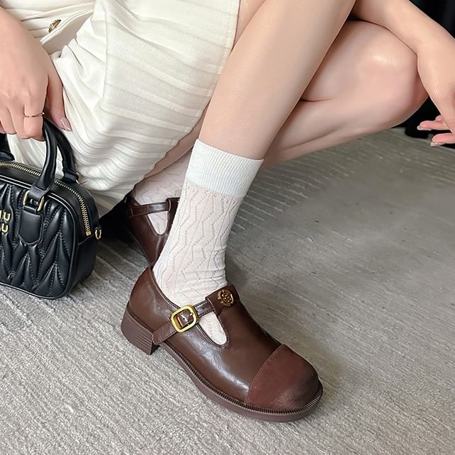 Pumps Block Toe Heel Mary Jane Cap