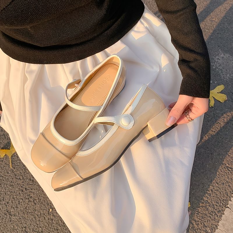 Mary Trim Jane Heel Pumps Block Contrast