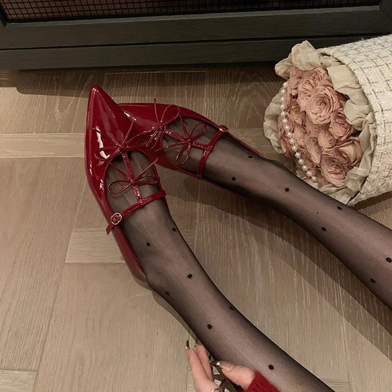 Bow Pointed Flats Mary Jane