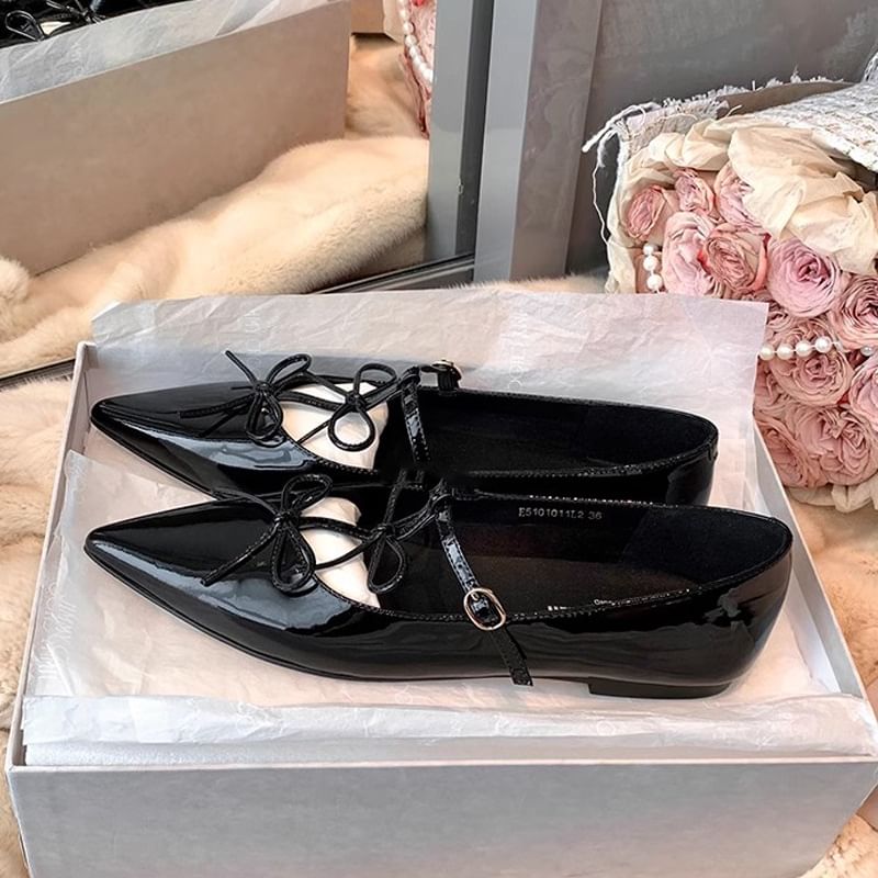 Bow Pointed Flats Mary Jane