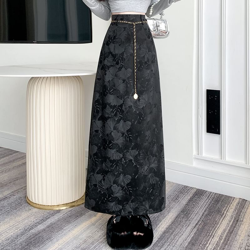 Midi Skirt A-Line High Floral Rise