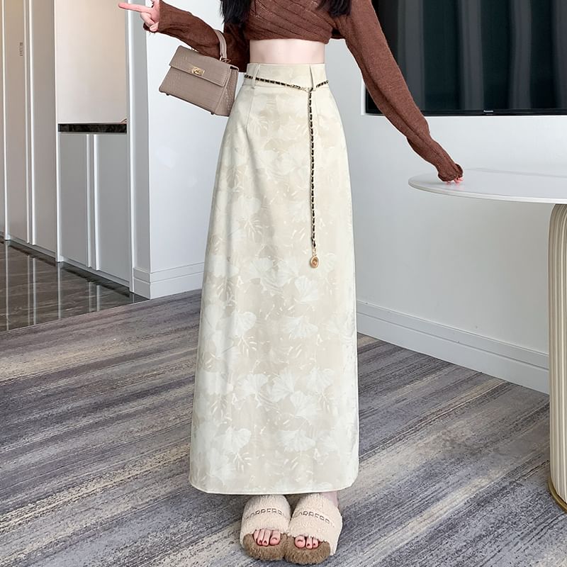 Midi Skirt A-Line High Floral Rise